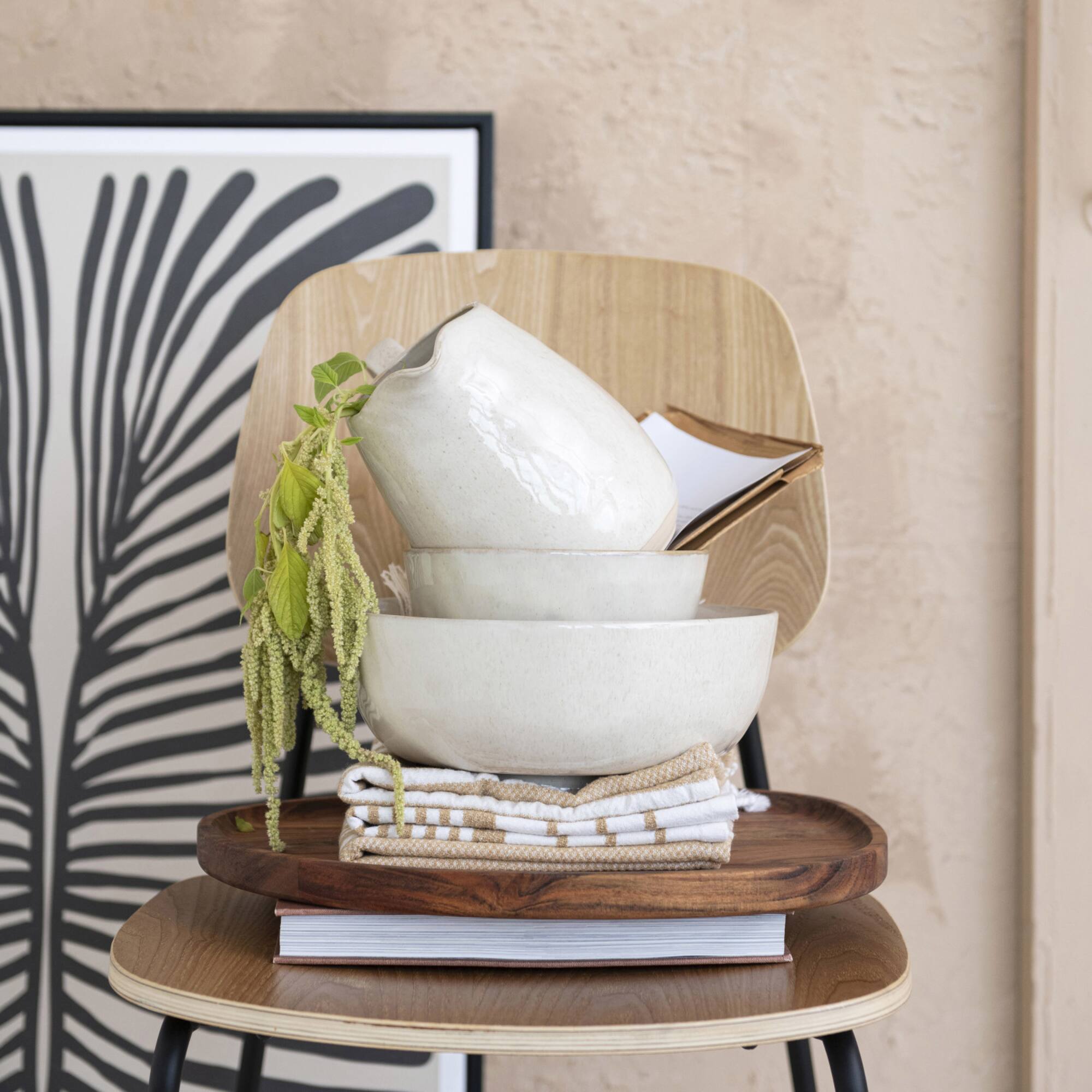 Hello Honey® 7" Cream Speckled Glaze Stoneware Footed Bowl